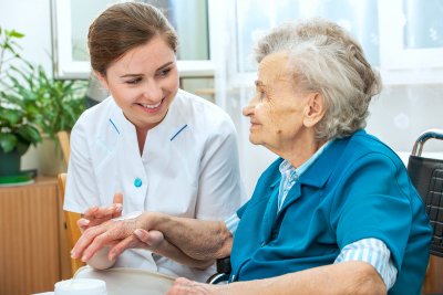 nurse and senior woman